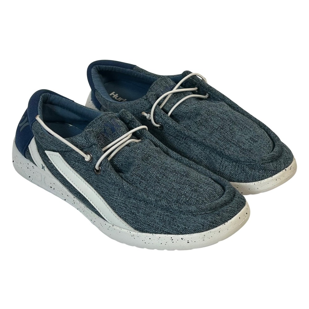 Hurley Melky Blue Textile Slip On‎ Loafers Mens Size 5 Speckled Sole Sneakers